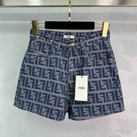 Denim monogram shorts