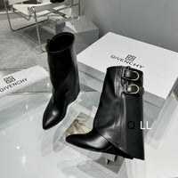 Sculpted Buckle Mid-Calf Boots