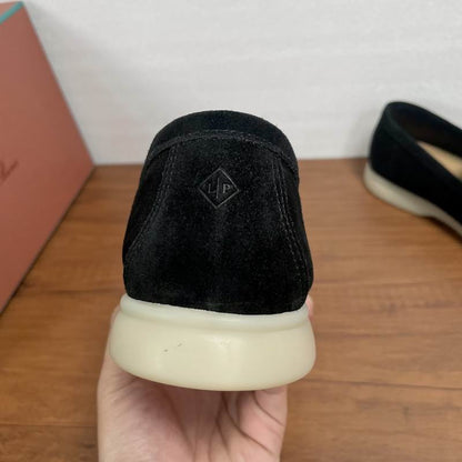 Black Suede Slip-On Loafers