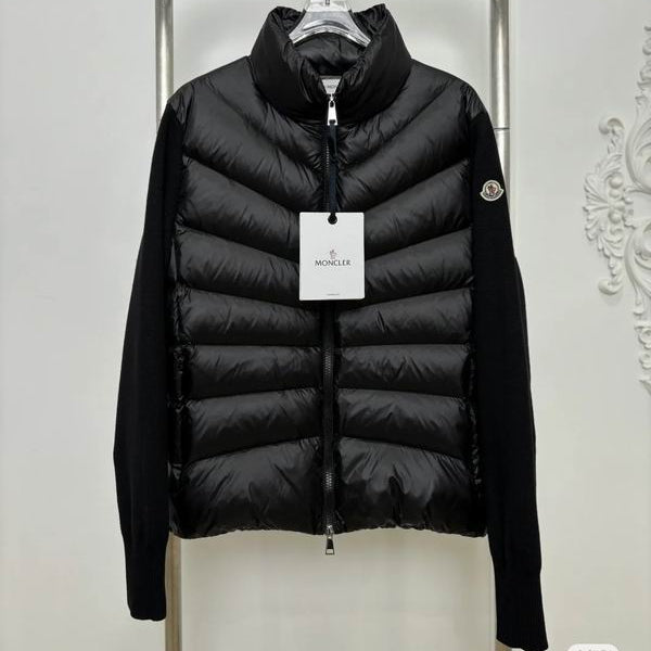 Knit-Sleeve Down Cardigan