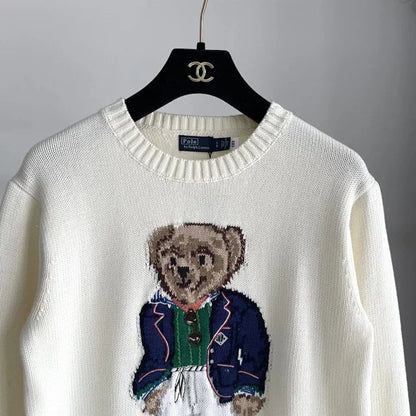 Cream Blazer Bear Knit Sweater
